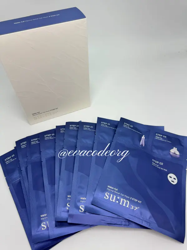 SU:M37 Water-full (10 ea) Marine Relief Gel Mask 3 step kit (Box 7) (540 g )